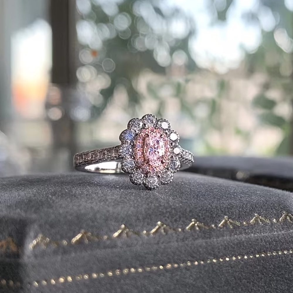 🆕 Beautiful Pink Moissanite Gemstone and Silver Engagement Band Ring - SIZE 7 - Picture 3 of 17